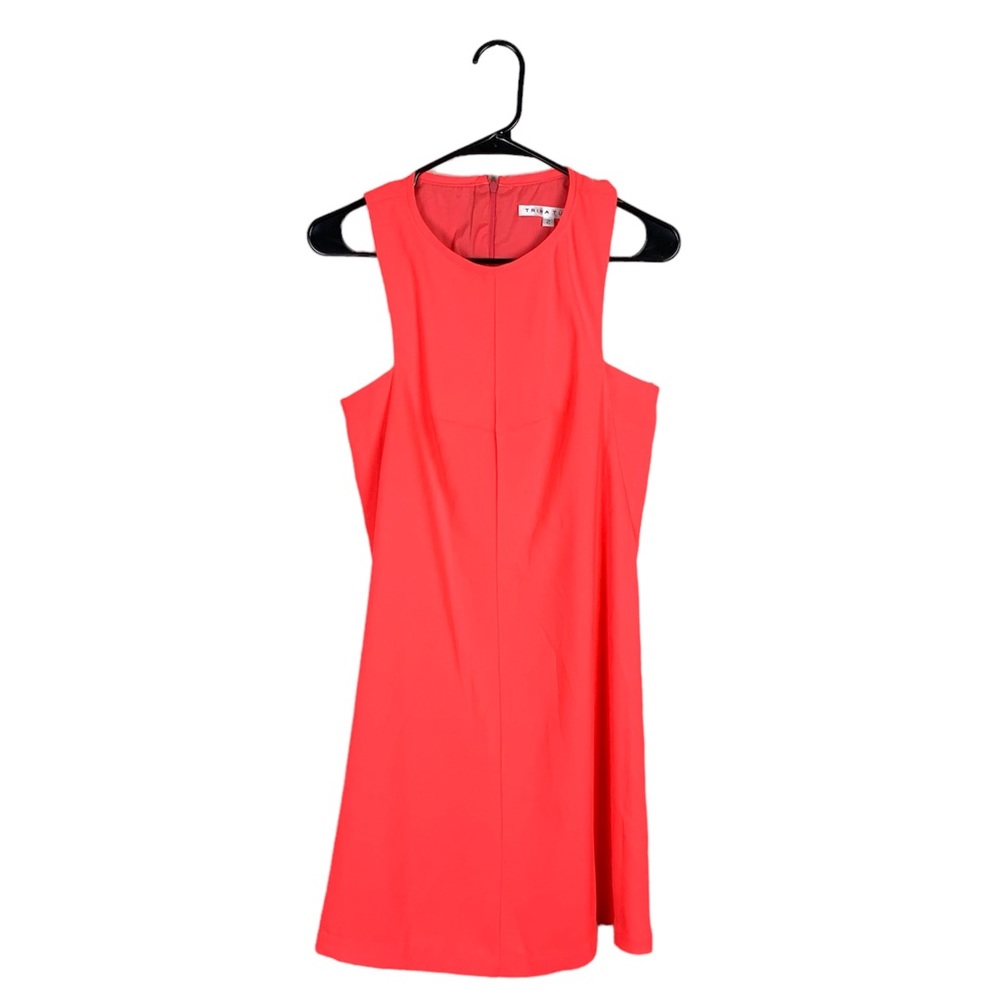 Trina turk lysett crepe sleeveless trapeze dress neon coral size 2